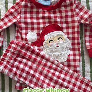 Classic Whimsy Red Checkered Santa Kids Pajama Set